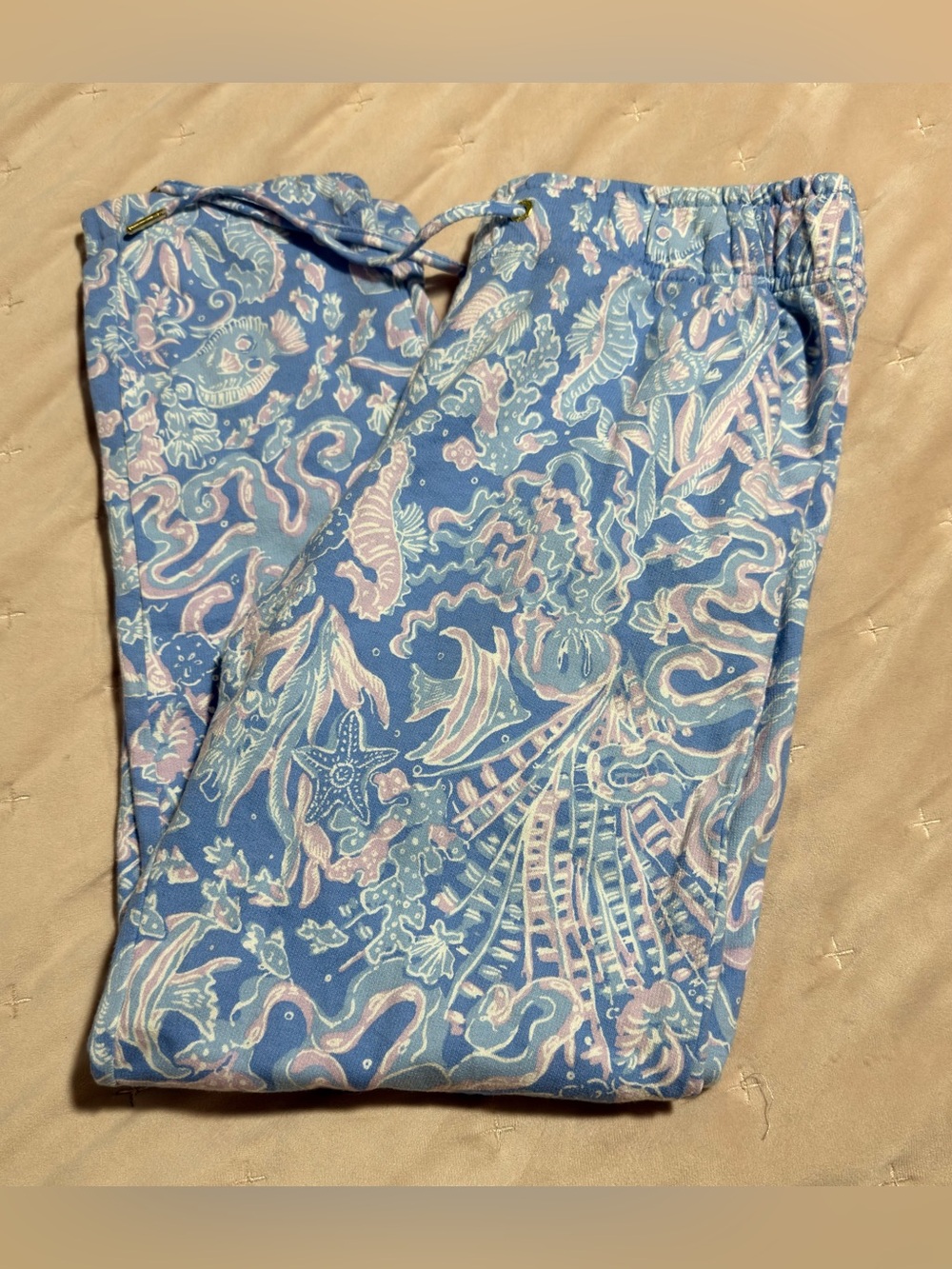 Lilly Pulitzer Blue Sea Life Print Jogger Pants Size Small - Picture 4 of 5